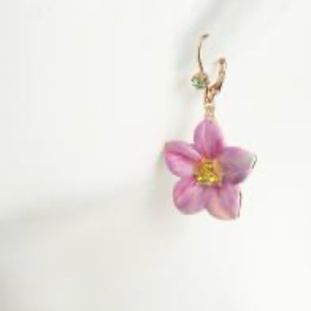 New Betsey Johnson Pink Floral Drop Earrings - Picture 3 of 8